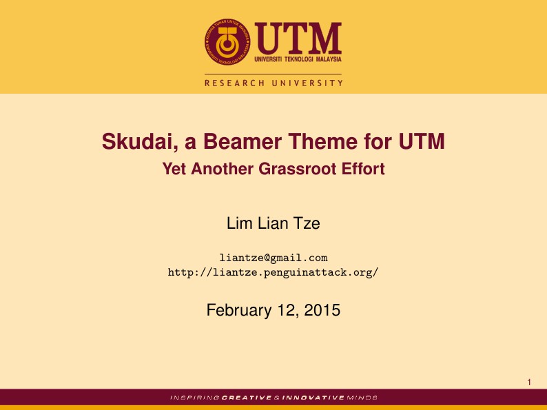 Skudai, a Beamer Theme for Universiti Teknologi Malaysia