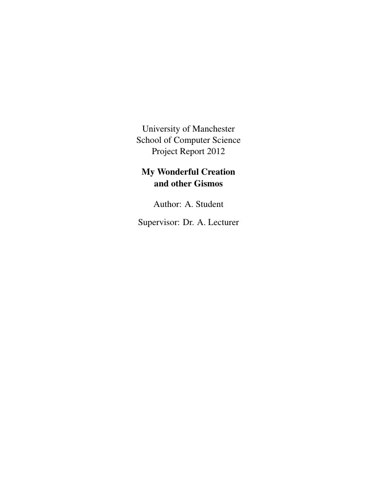 University of Manchester School of Computer Science Project Report
