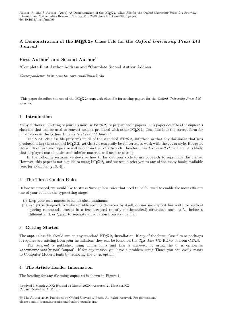 Template for International Mathematics Research Notices (IMRNOT)