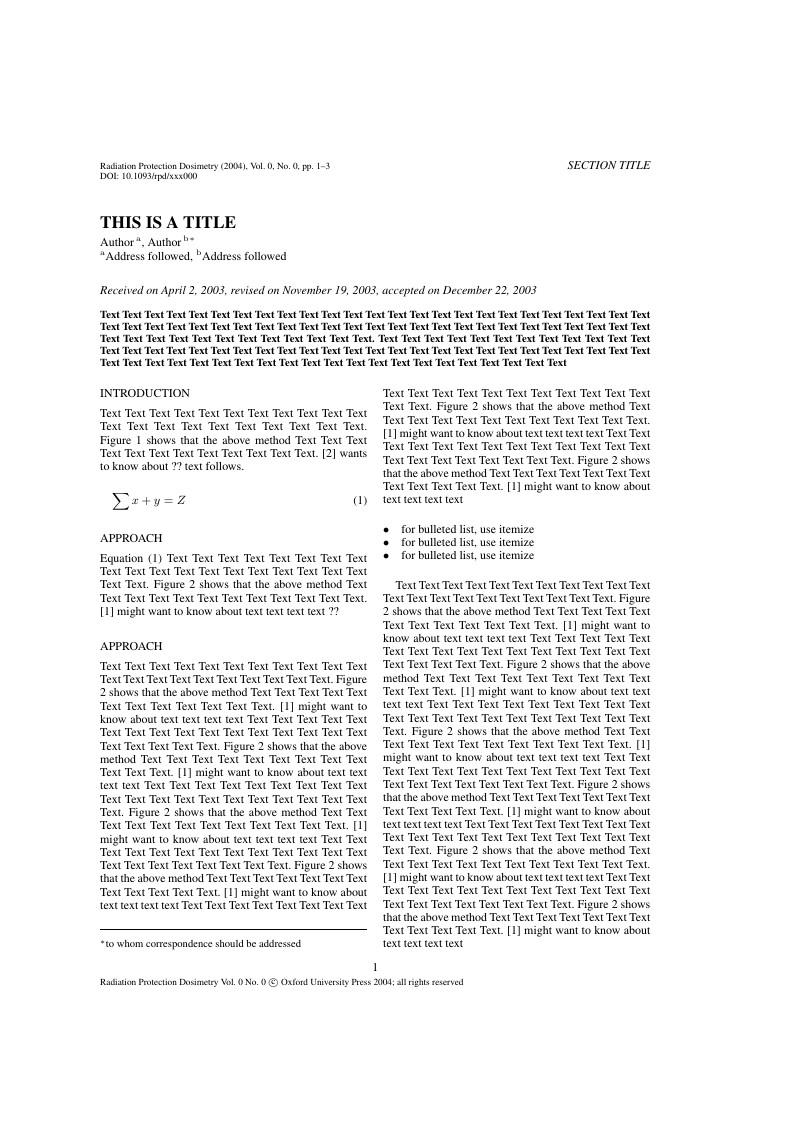 Template for Radiation Protection Dosimetry (RPD)