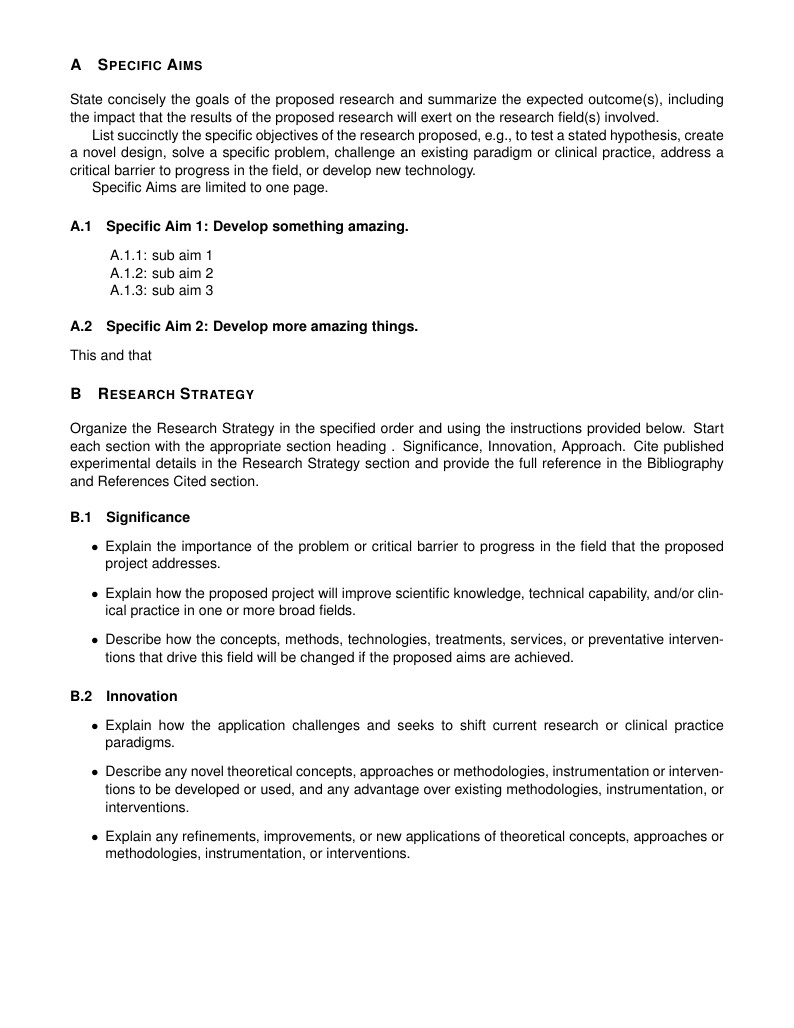 NIH Grant Template (2010)