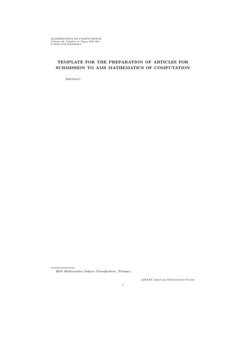 LaTeX Template for the AMS Mathematics of Computation (MCOM)