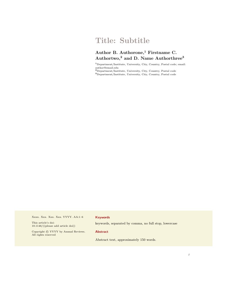 Annual Reviews "Style 5" Template (Nuclear and Particle Science)