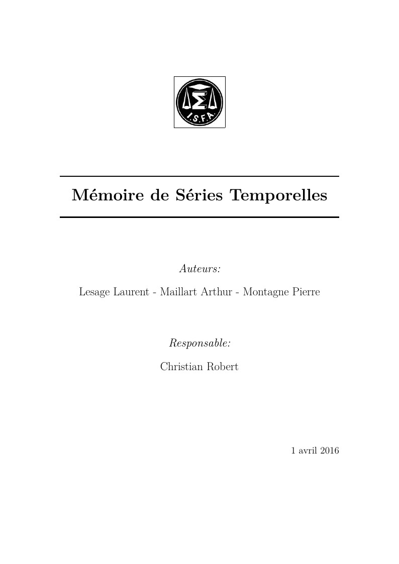 Mémoire de Séries Temporelles