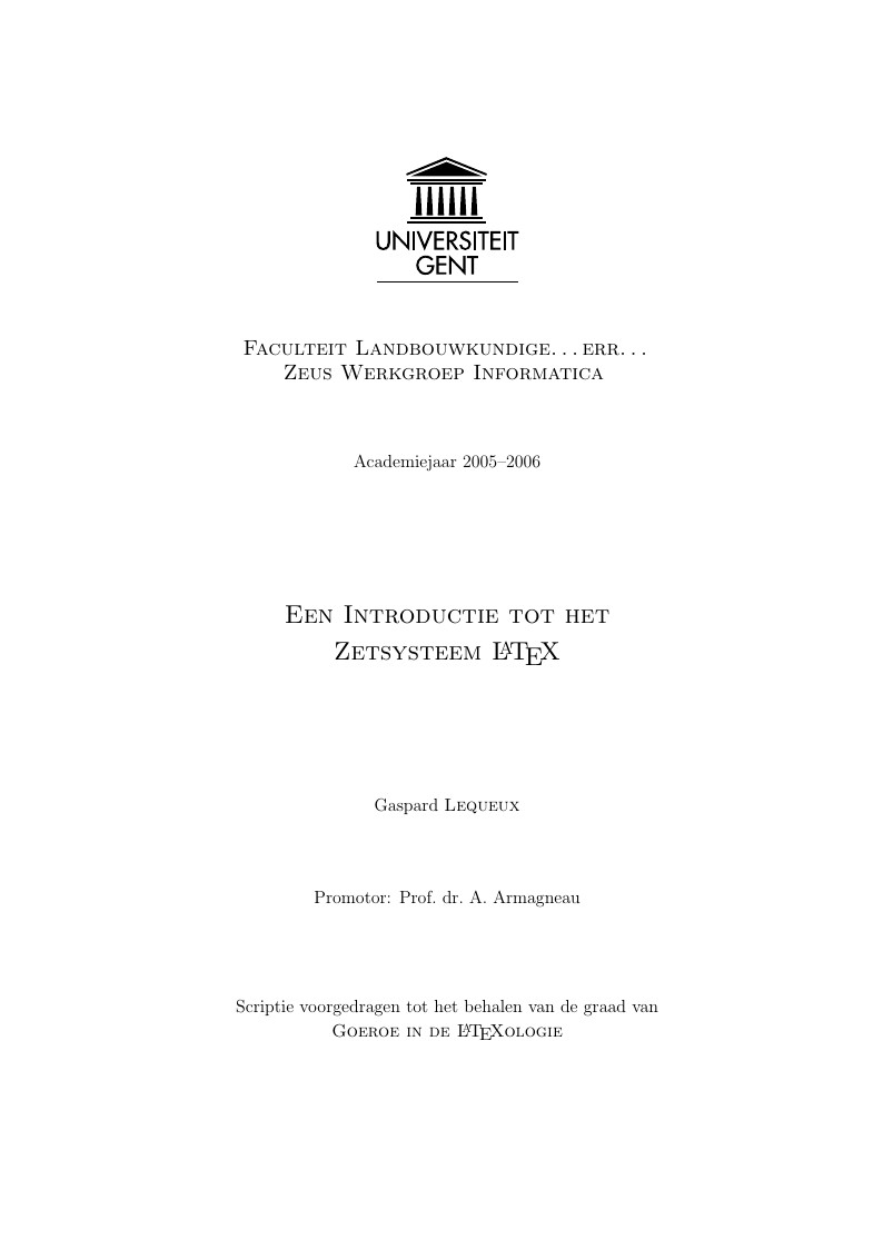 Een Introductie tot het Zetsysteem LaTeX