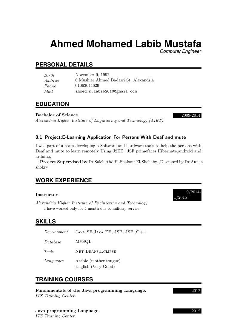 Ahmed Mohamed Labib Mustafa's Resume