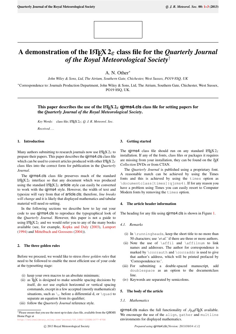 Quarterly Journal of the Royal Meteorological Society Template