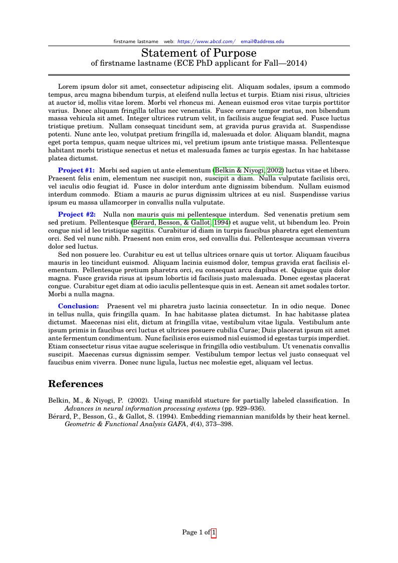 Statement of purpose with references