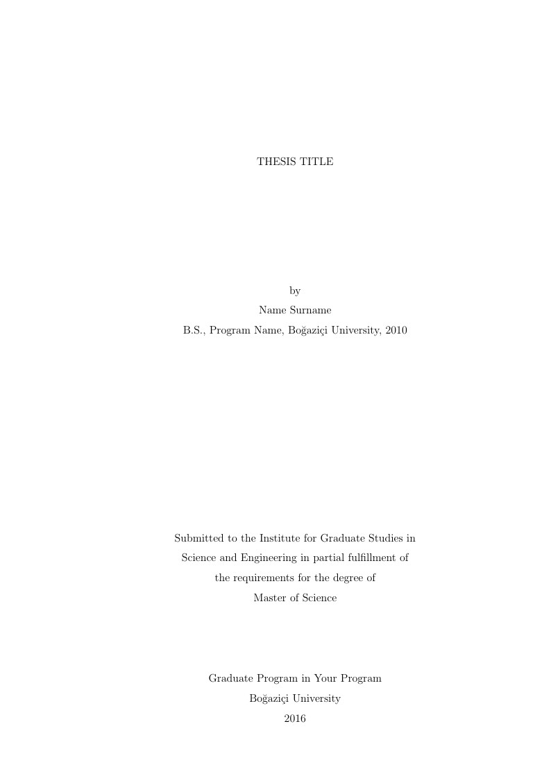 Boğaziçi University FBE Thesis Template