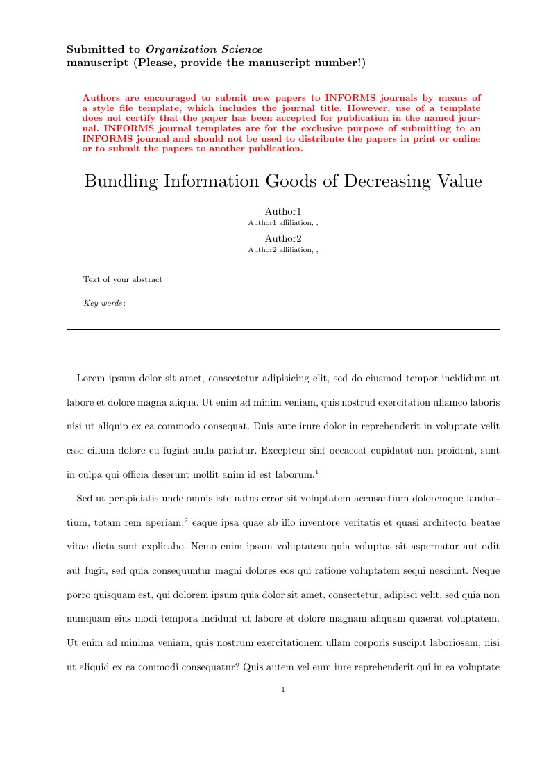 Template for Organization Science