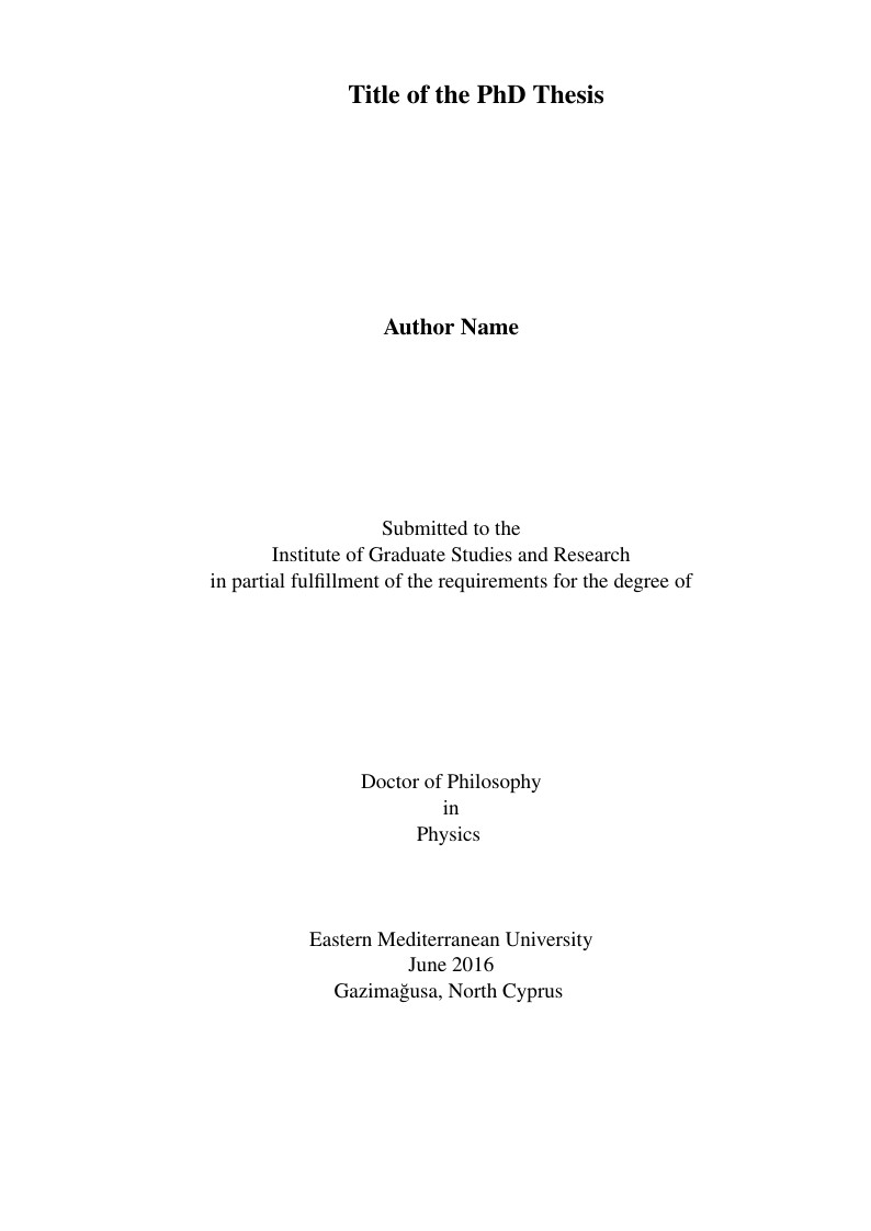 EMU PHD THESIS  LATEX TEMPLATE 2016