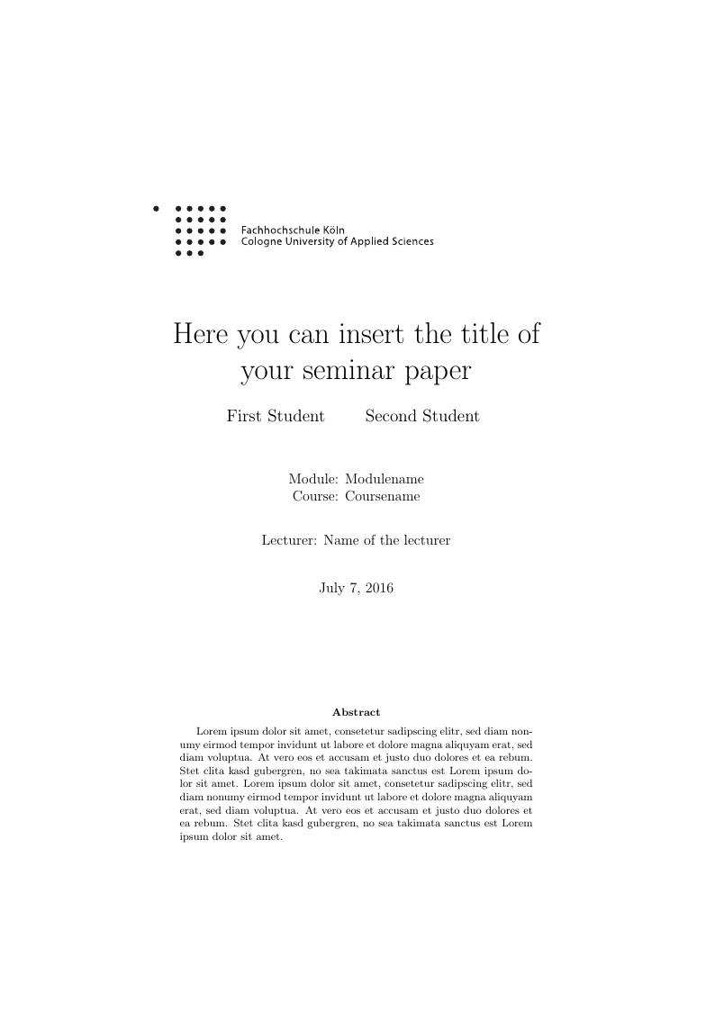 FH Köln Seminar Paper Template