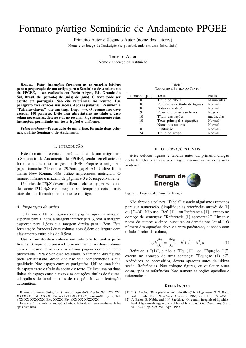 Seminário de Andamento PPGEE/UFRGS