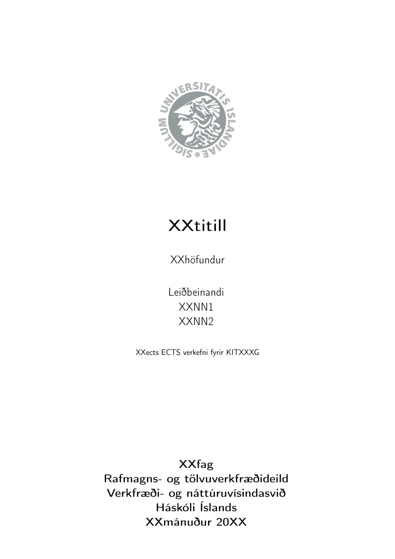 Verkefni, Tæknifræðinám, Háskóli Íslands.