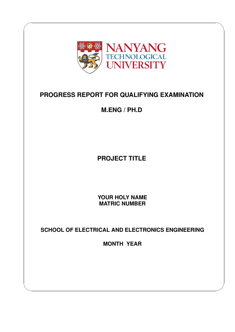 Nanyang Technological University (NTU) Qualification Examination report template