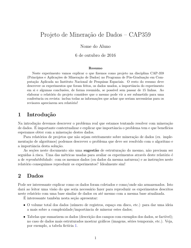 Projeto de Mineração de Dados -- CAP359