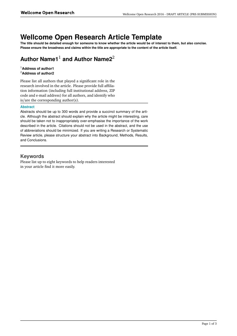 Wellcome Open Research Article Template