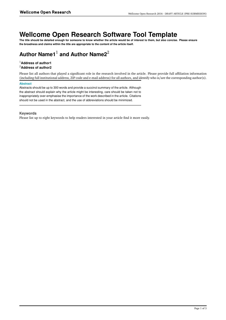 Wellcome Open Research Software Tool template