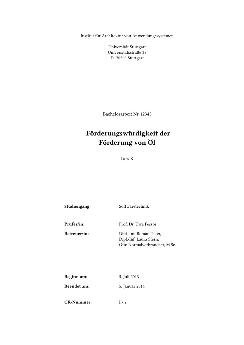 University of Stuttgart Computer Science Thesis