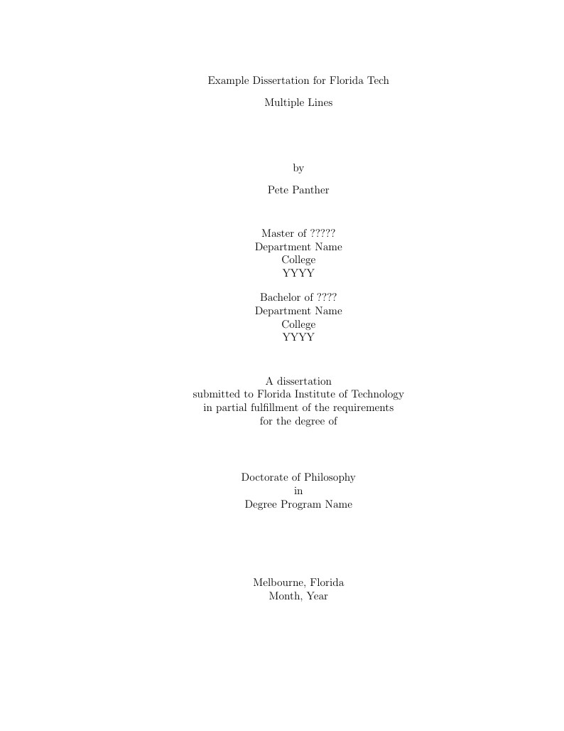 Example Dissertation for Florida Tech