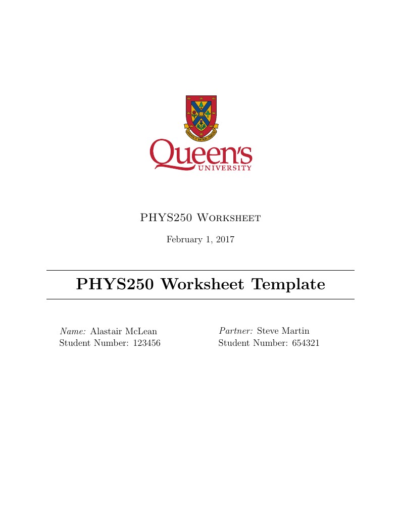 PHYS250 Worksheet Template