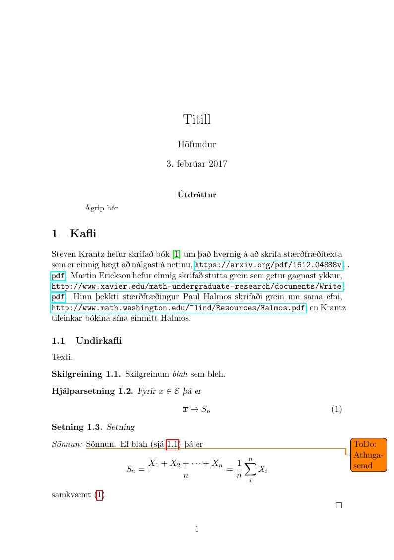 Sniðmát fyrir Samæfingar í Stærðfræði