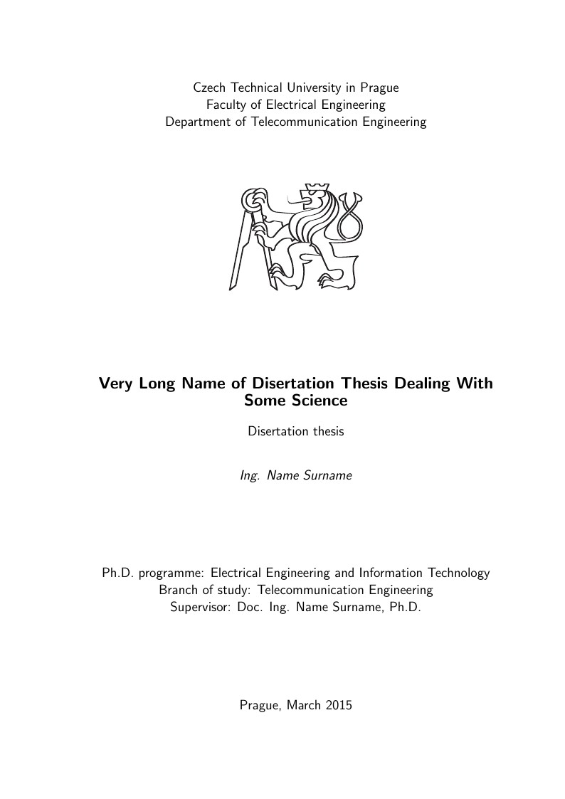 Šablona pro psaní disertační prace na ČVUT FEL