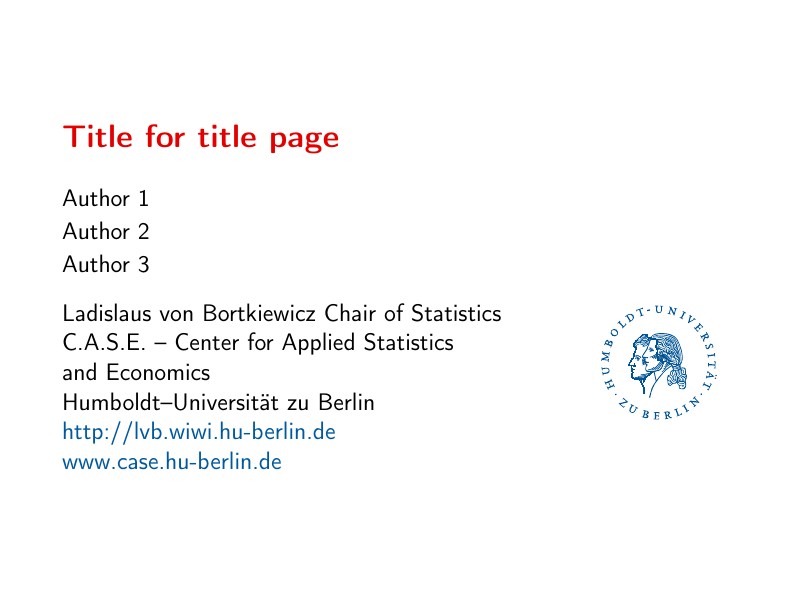 HU Berlin Statistic Presentation