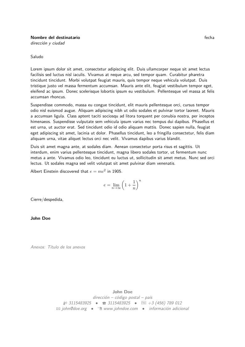 Plantilla para Cartas