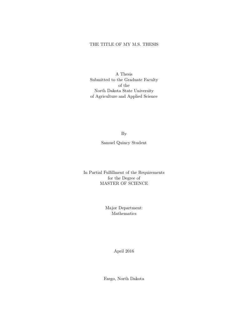 Thesis Template for North Dakota State University (NDSU)