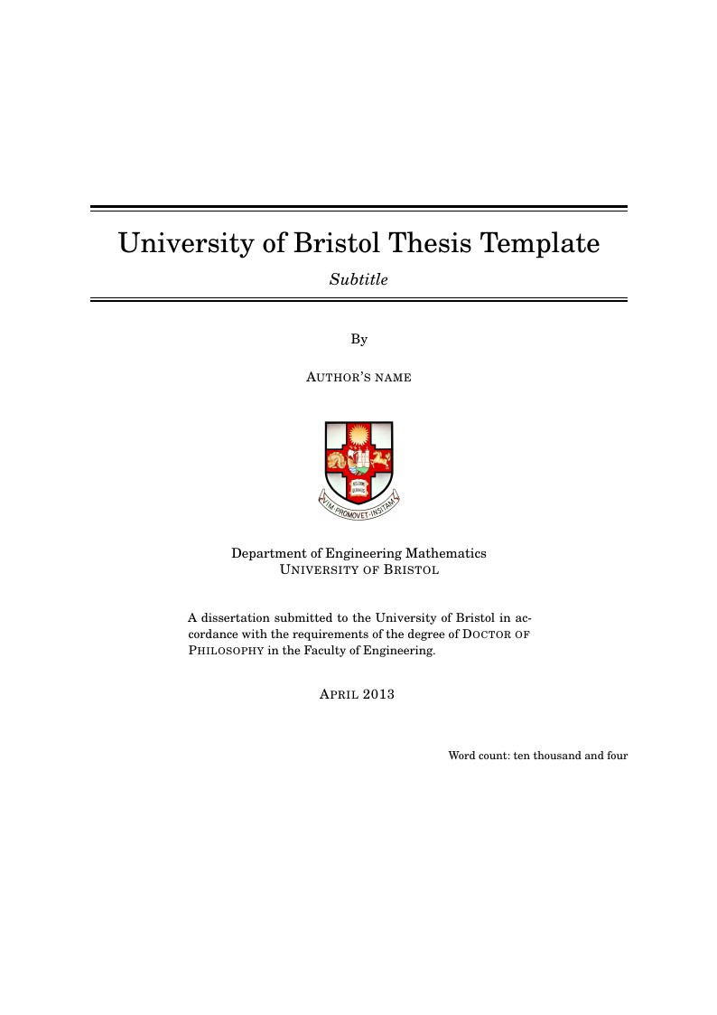 University of Bristol Thesis Template