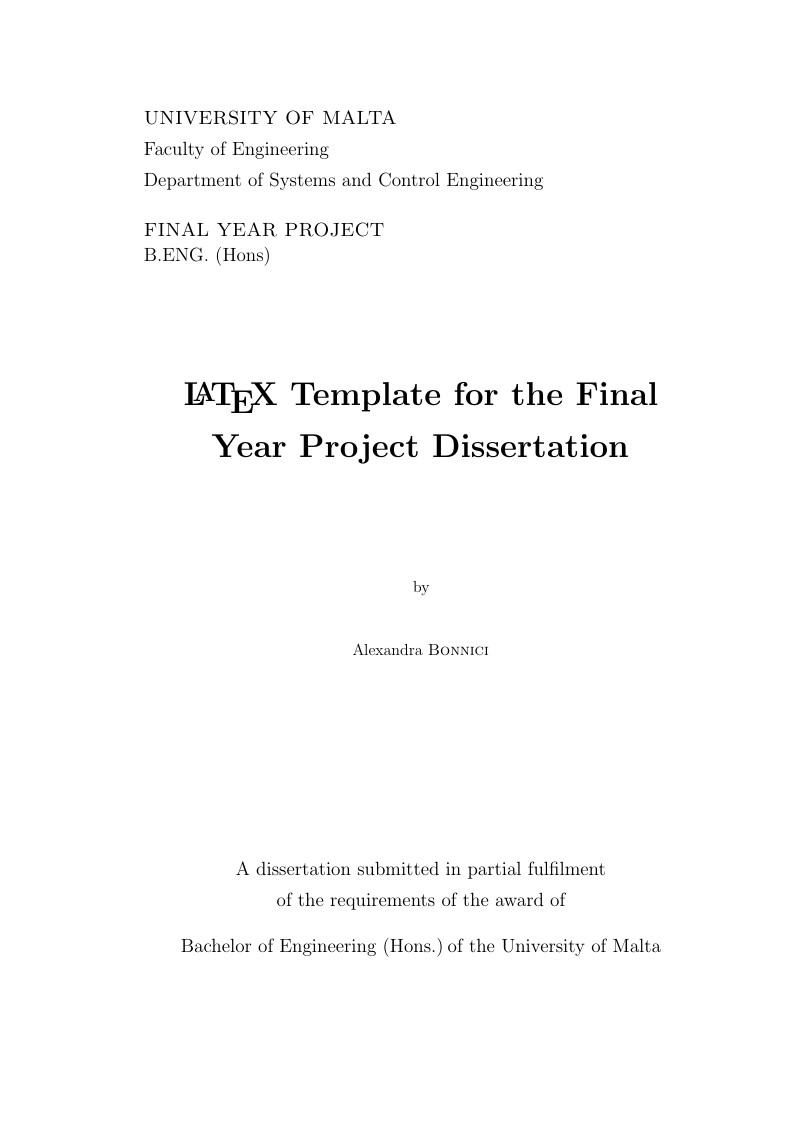 Faculty of Engineering - University of Malta - FYP dissertation template