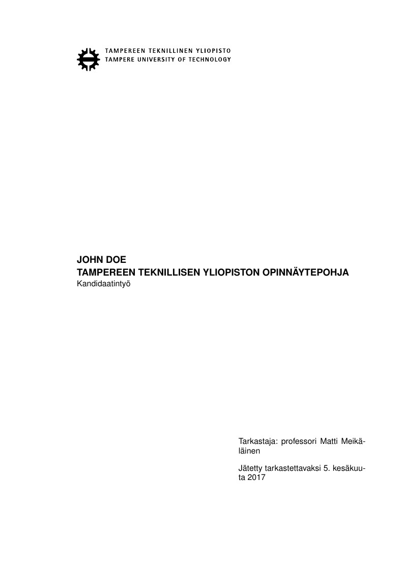 Tampereen teknillisen yliopiston opinnäytepohja