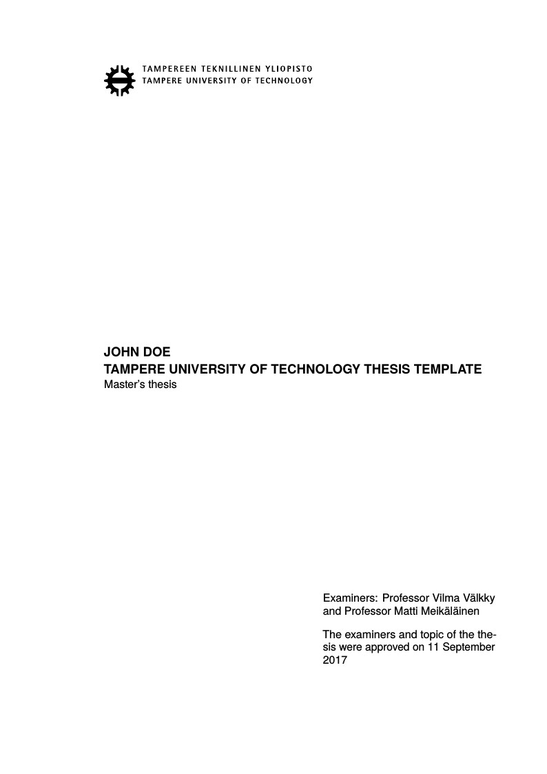 Tampere University of Technology thesis template