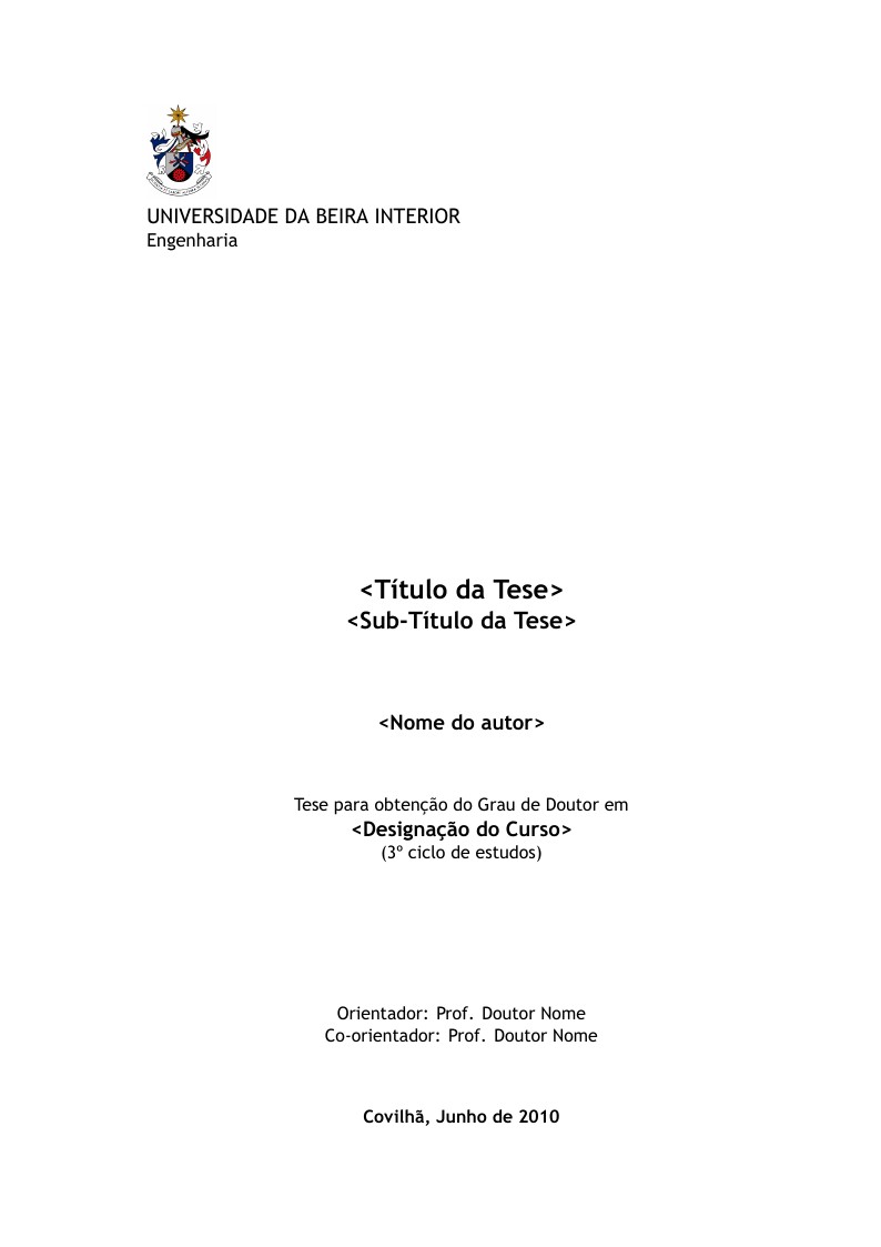 PhD Thesis Template for Universidade da Beira Interior