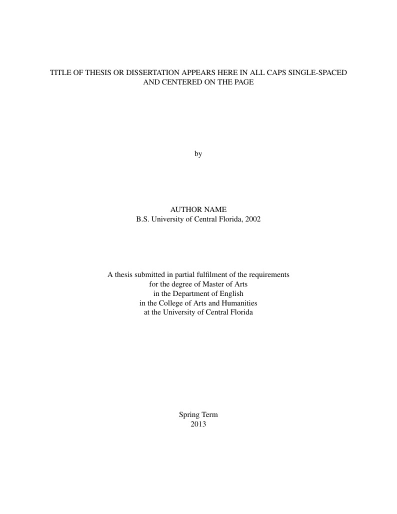 Template for University of Central Florida ETD