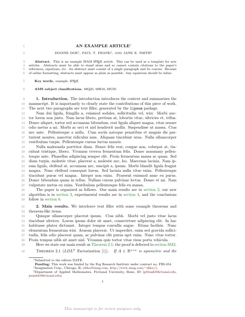 Template for SIAM Journals