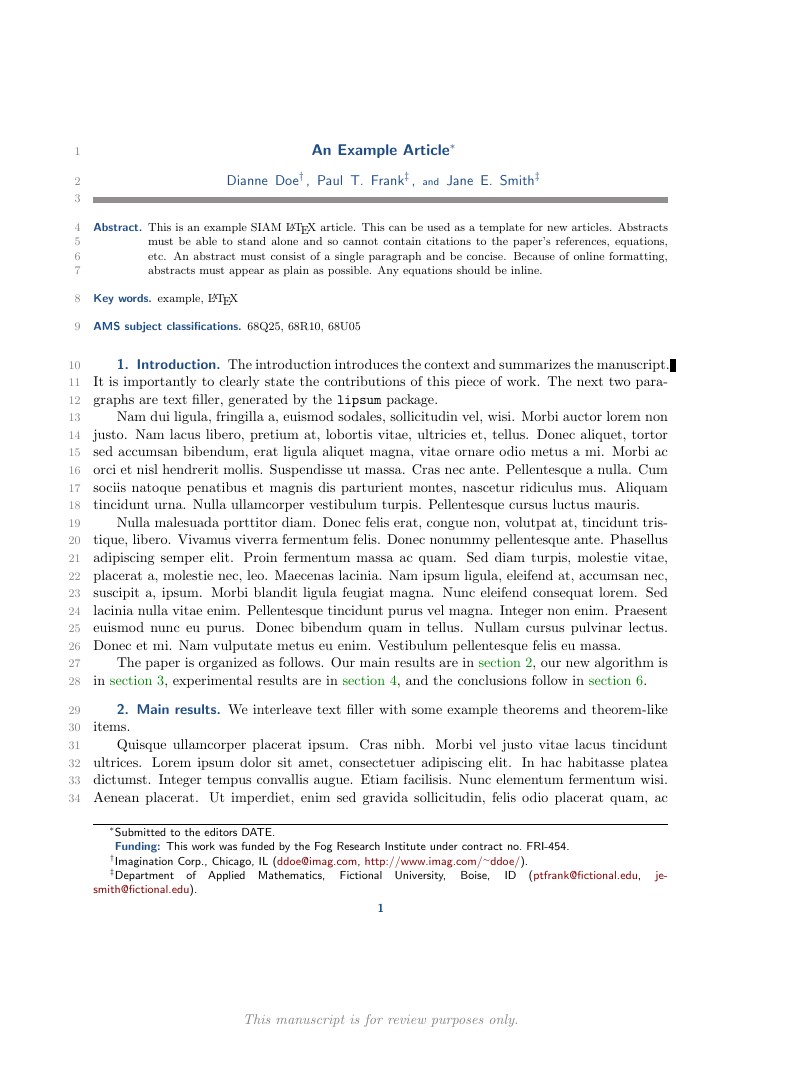 Template for SIAM Online-Only Journals