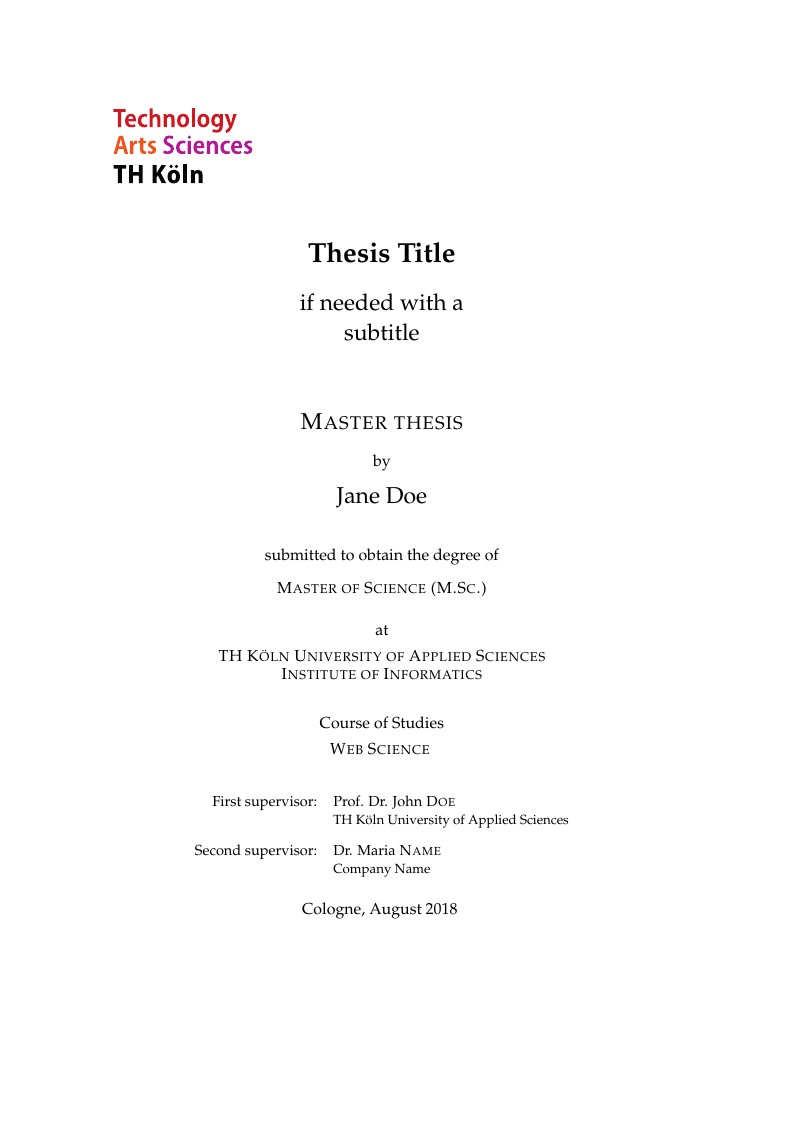 TH Köln 2018 Template for Web Science Master Thesis