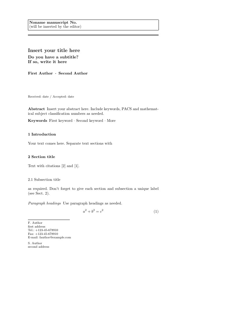 A general template file for the LaTeX package SVJour3 for Springer journals