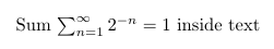 Example of sum expression inside text